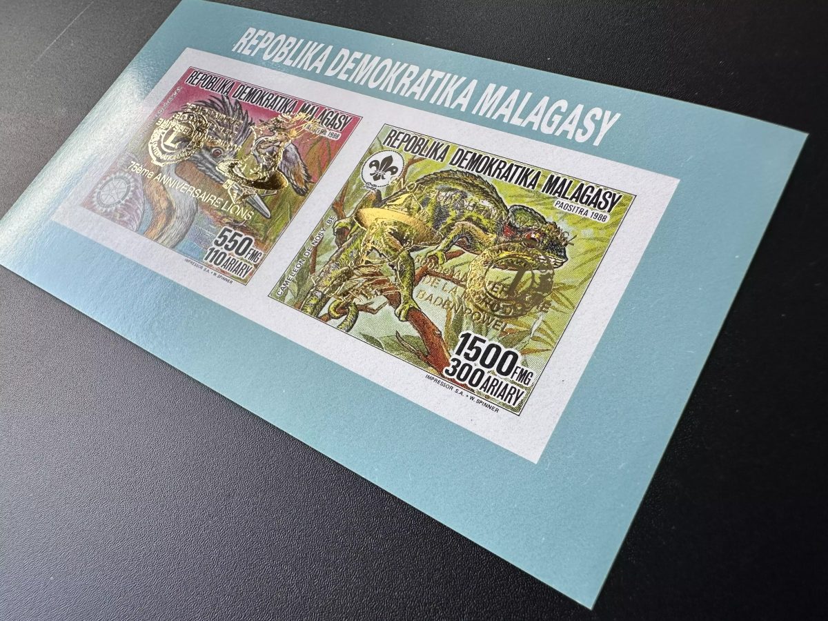 Madagaskar 1993 Mi 1534Ab 1535Ad ND VARIETÄT INVERTIERT Gold-Aufdruck Scouts
