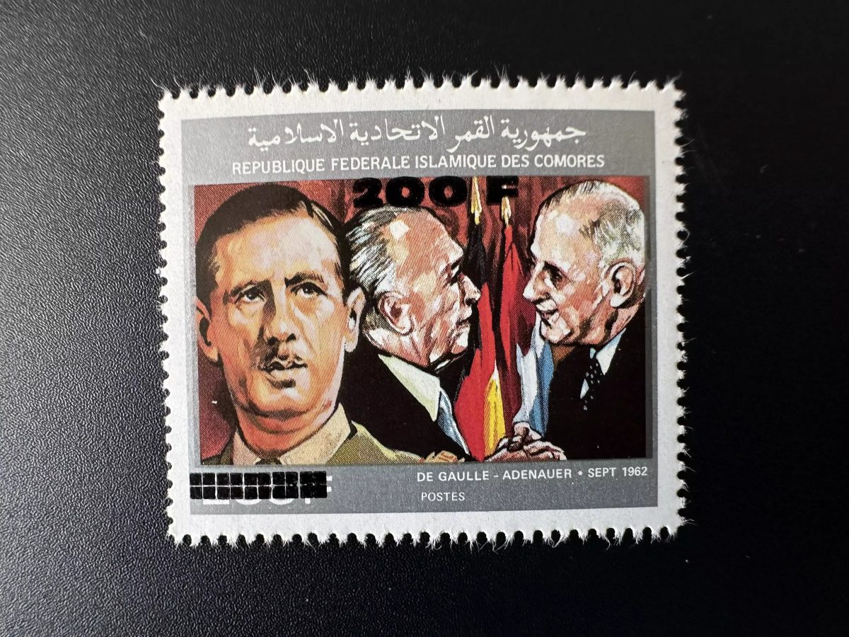 Comores 1996 Mi. 1136 200F / 250F Général de Gaulle Adenauer Drapeau Surchargé