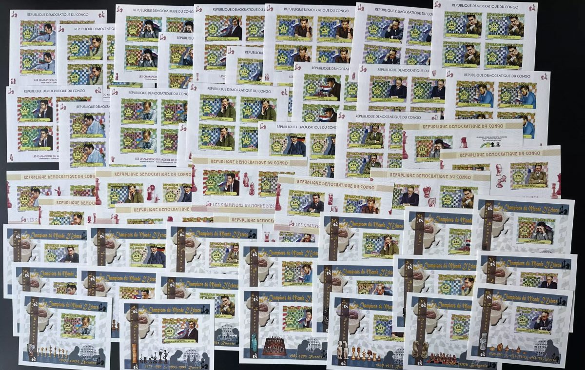 Congo 2009 Mi. 1981 - 1999 Bl. 339 357 ND Champions Echecs Kasparov Lasker
