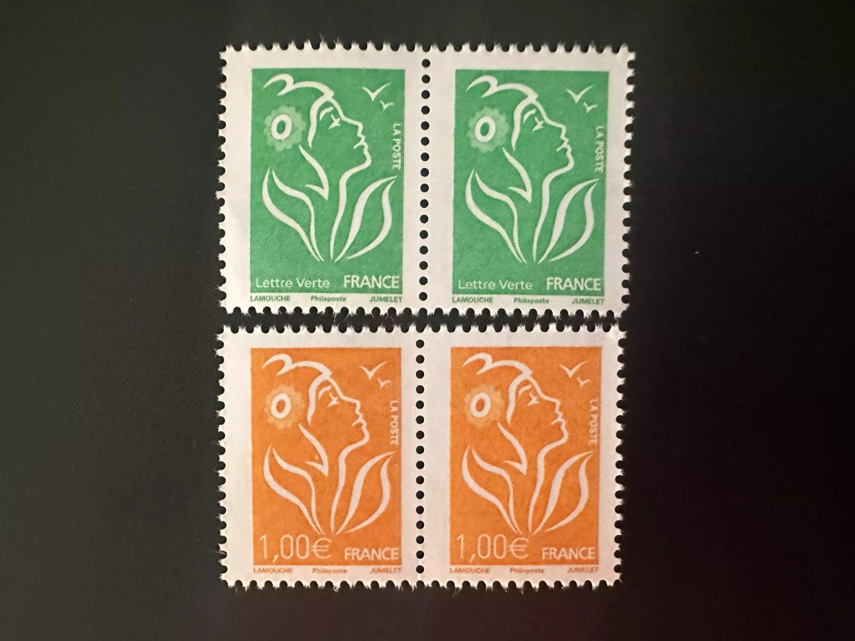 France 2025 horizontal pair Marianne de Lamouche reissue Philaposte 2 val.