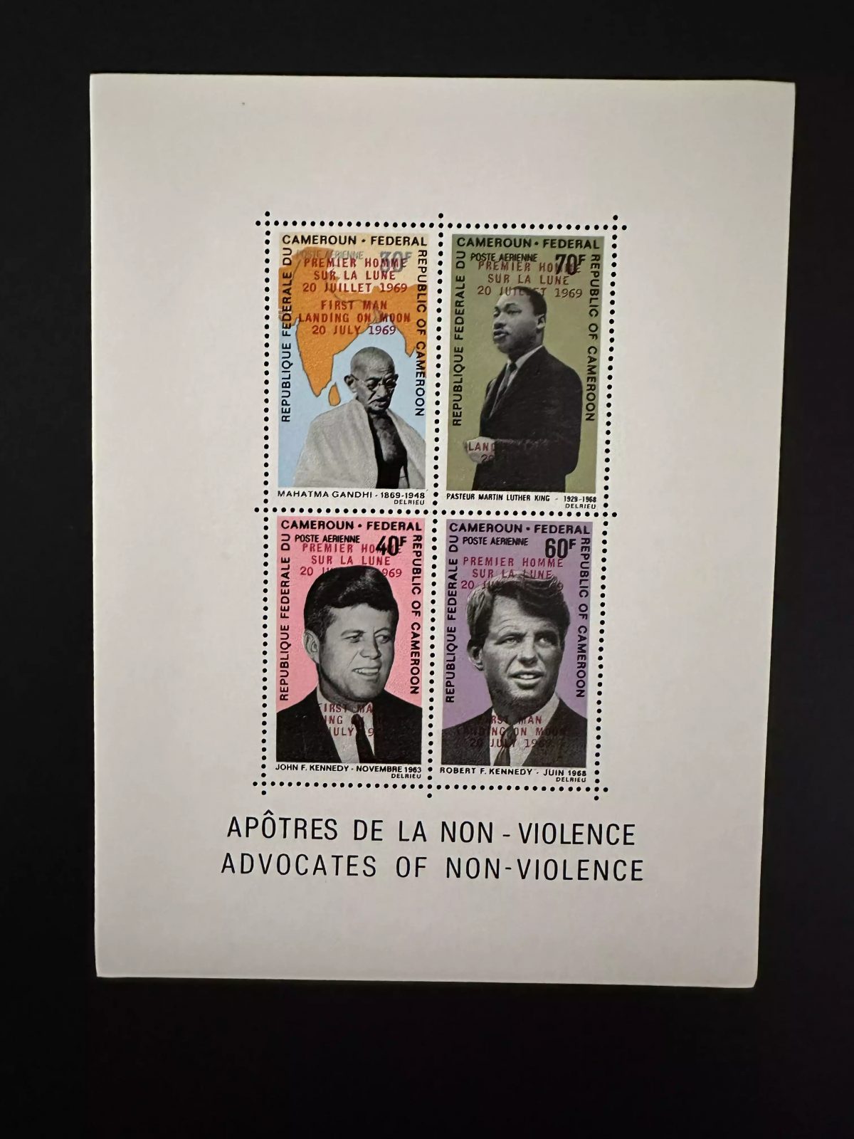 Cameroon 1969 Mi. Bl. 8 First Moon Man Gandhi Kennedy Luther King Apollo