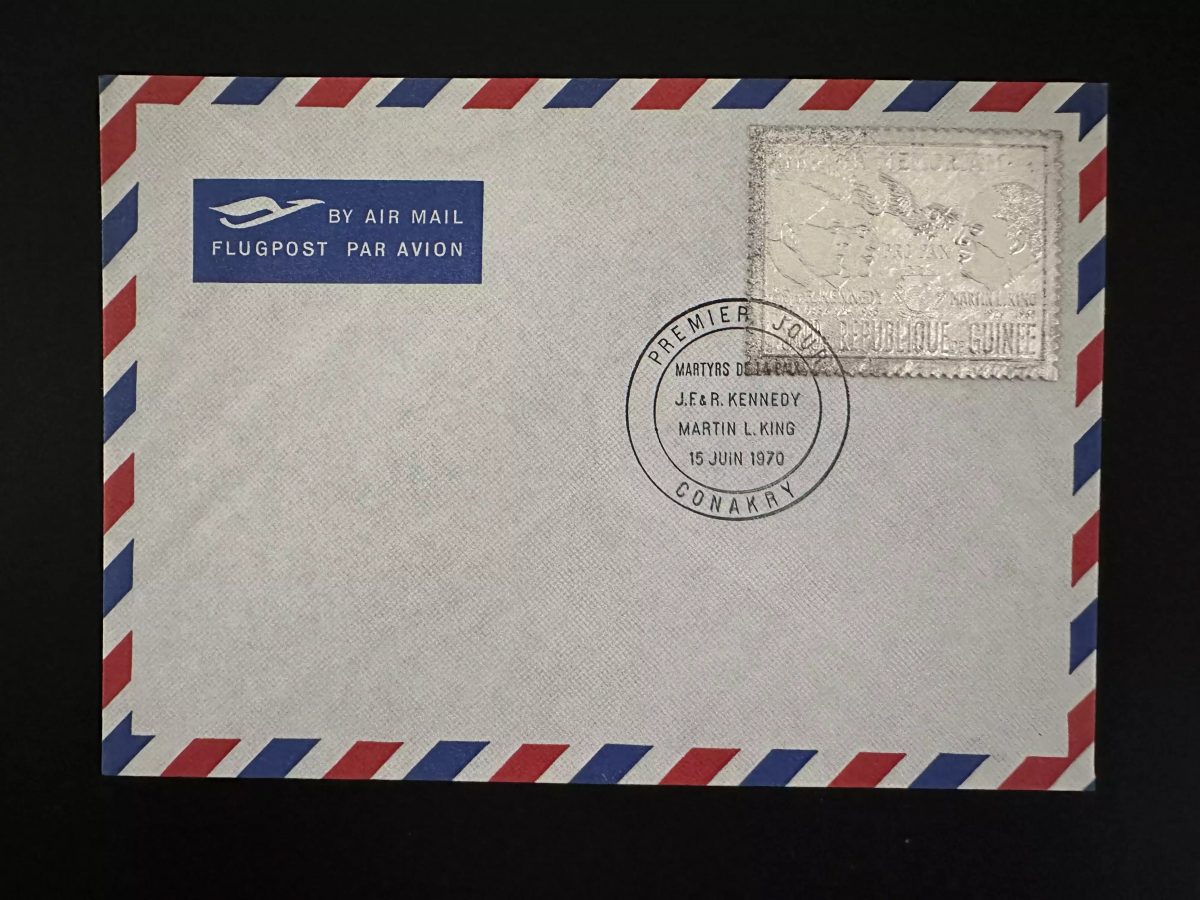 Guinea 1972 Mi. 607 FDC Silber Kennedy Luther King Frieden Taube