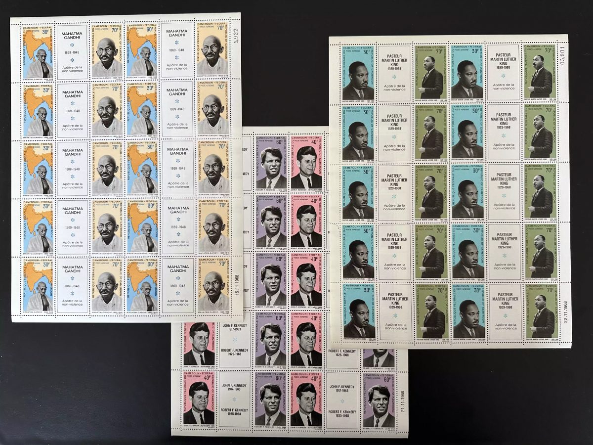 Cameroon 1968 Mi. 557 - 562 sheet Apostles nonviolence Gandhi Kennedy Luther