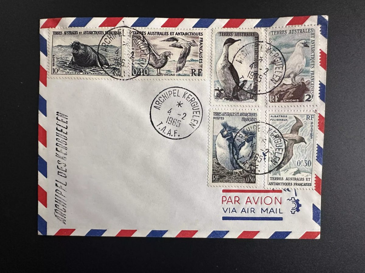 TAAF 1965 Brief "Galliéni" Luftpost 6v Kerguelen-Archipel 04.02.1965