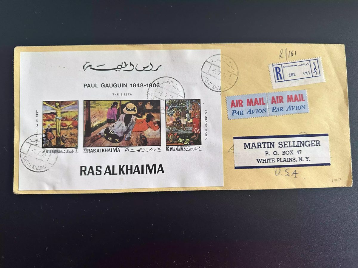 Ras Al Khaima 1970 Mi. 392B–394B Einschreiben Gauguin Regierung