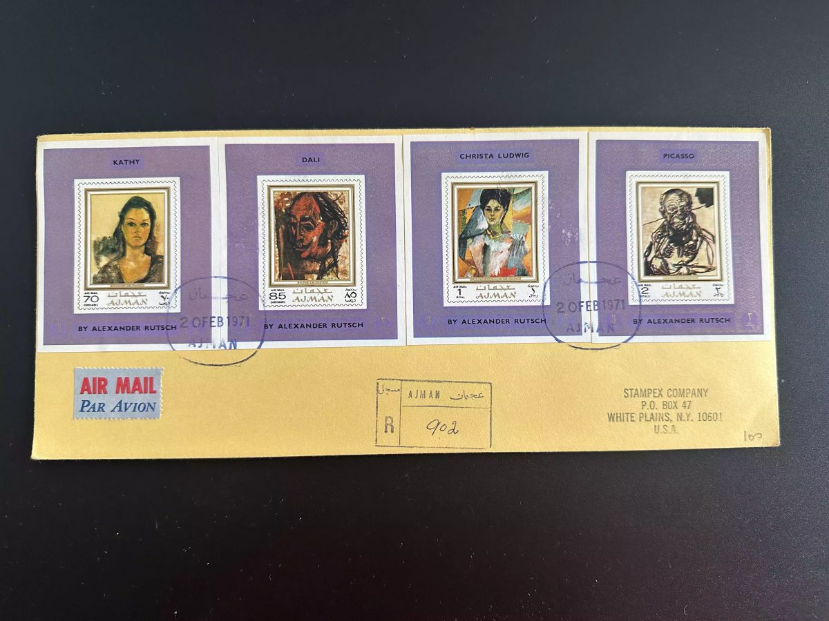 Ajman 1971 Mi. 702 - 709 (Bl.) II Registered Paintings Rutsch Picasso Government