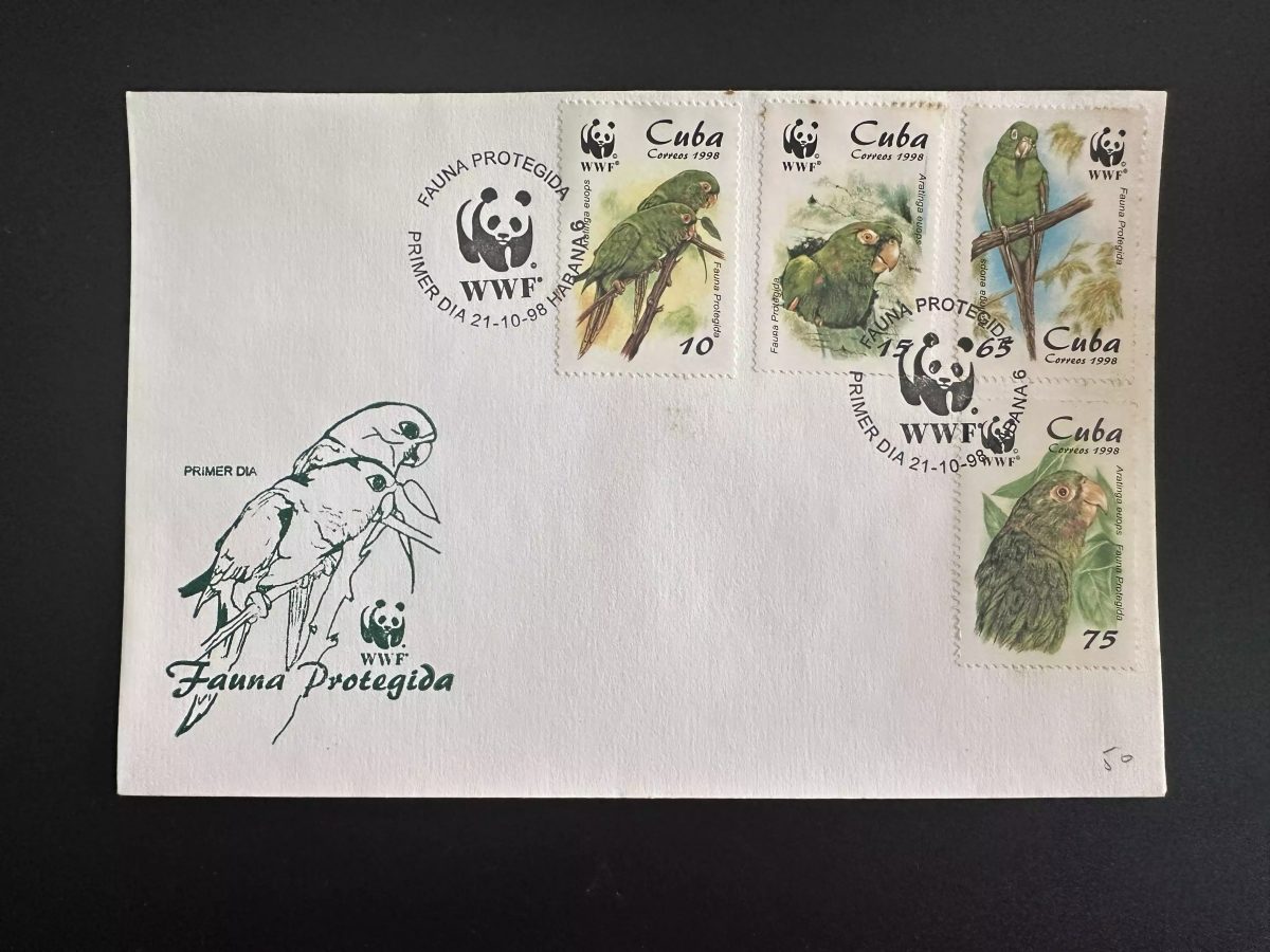 Cuba 1998 Mi. 4156 - 4159 FDC local cover Fauna Protegida parrots WWF
