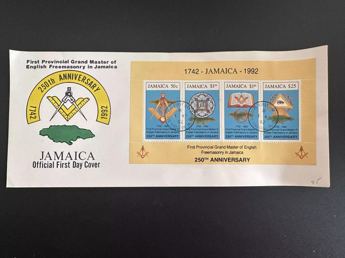 Jamaica 1992 FDC Mi. Bl. 36 franc-maçons freemasonry Master Freemasonry