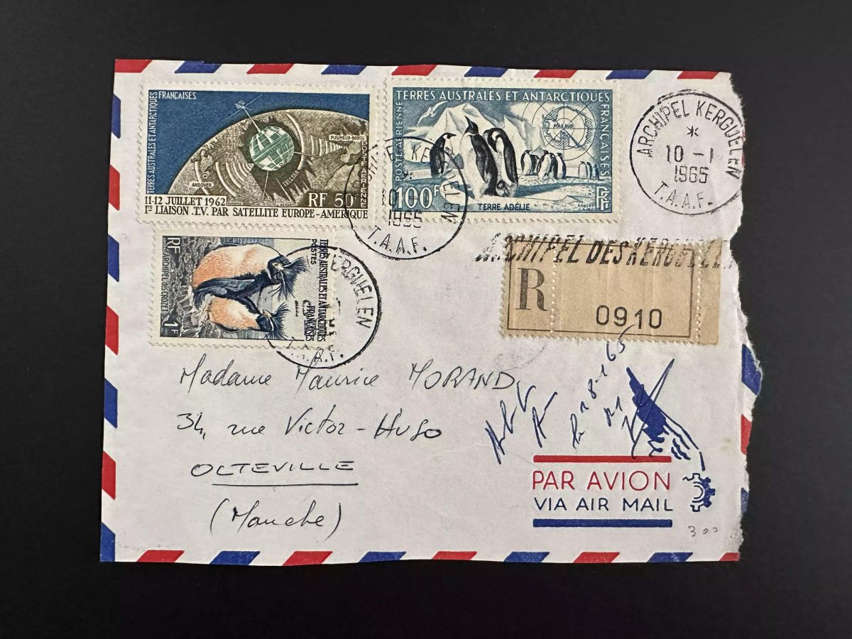 TAAF 1965 Einschreiben Luftpost YT PA Nr.3 und 6 Pinguine 10.01.1965