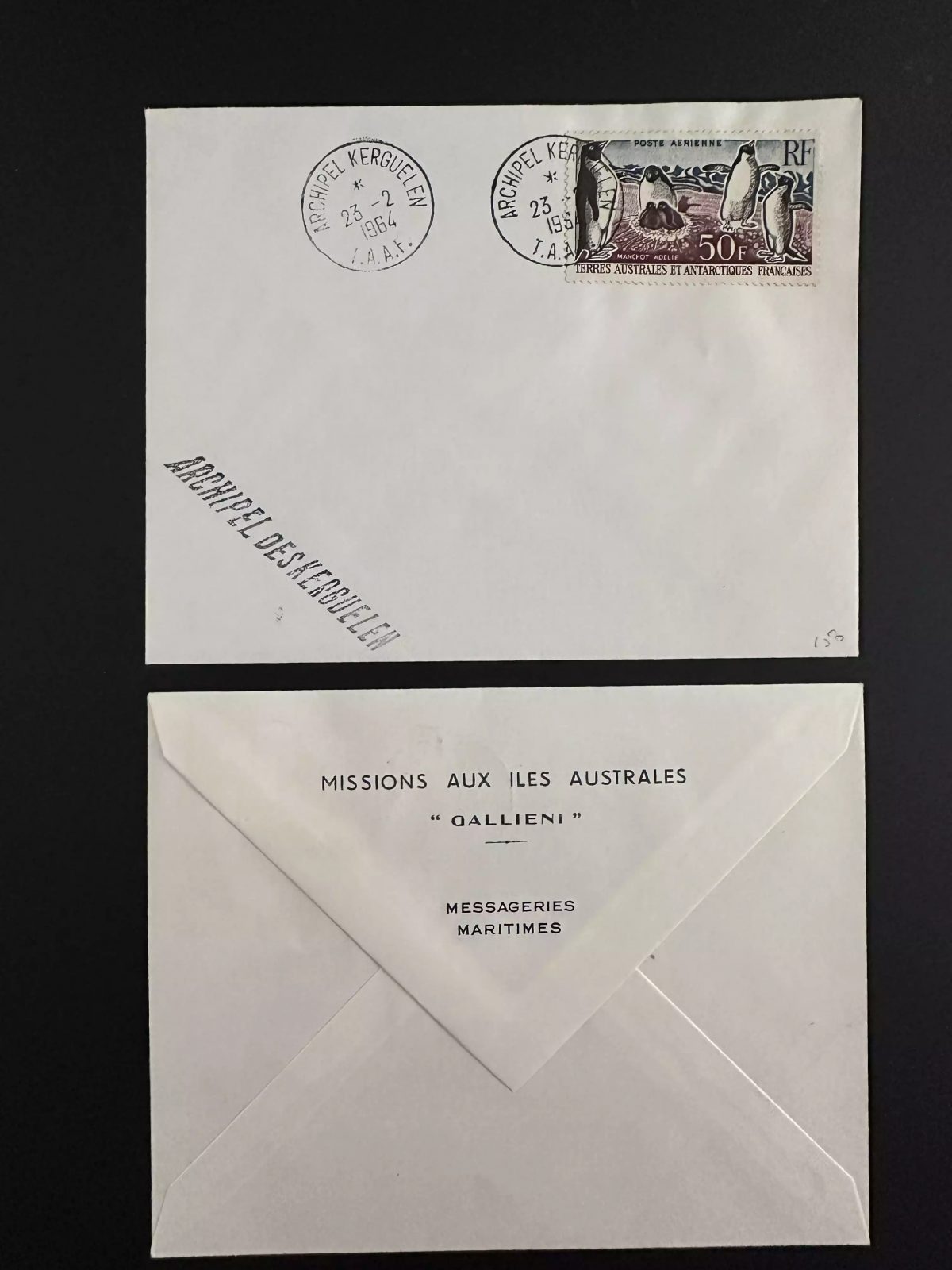 TAAF 1964 Brief "Galliéni" YT LP Nr.6 Adélie-Pinguine 23.02.1964 Kerguelen