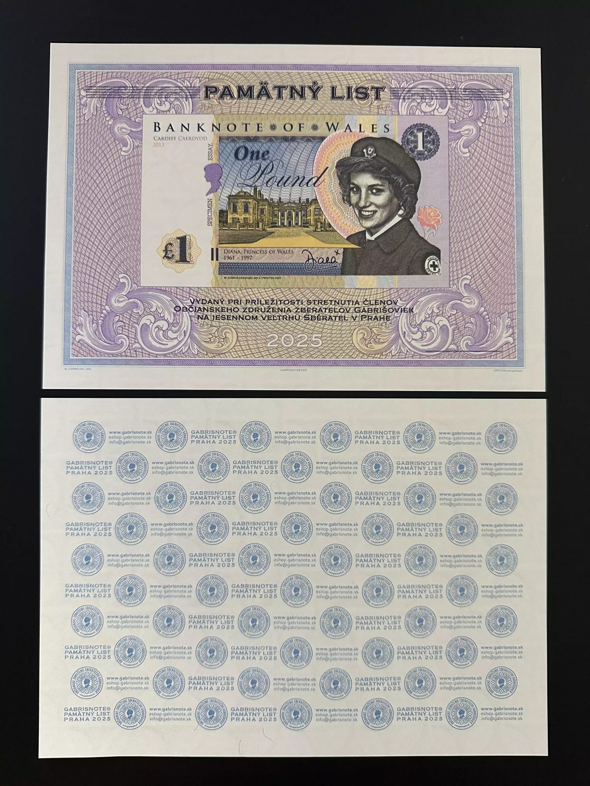 2025 Matej Gabris 1 Pound Lady Diana Princess of Wales Sberatel Praha SPECIMEN