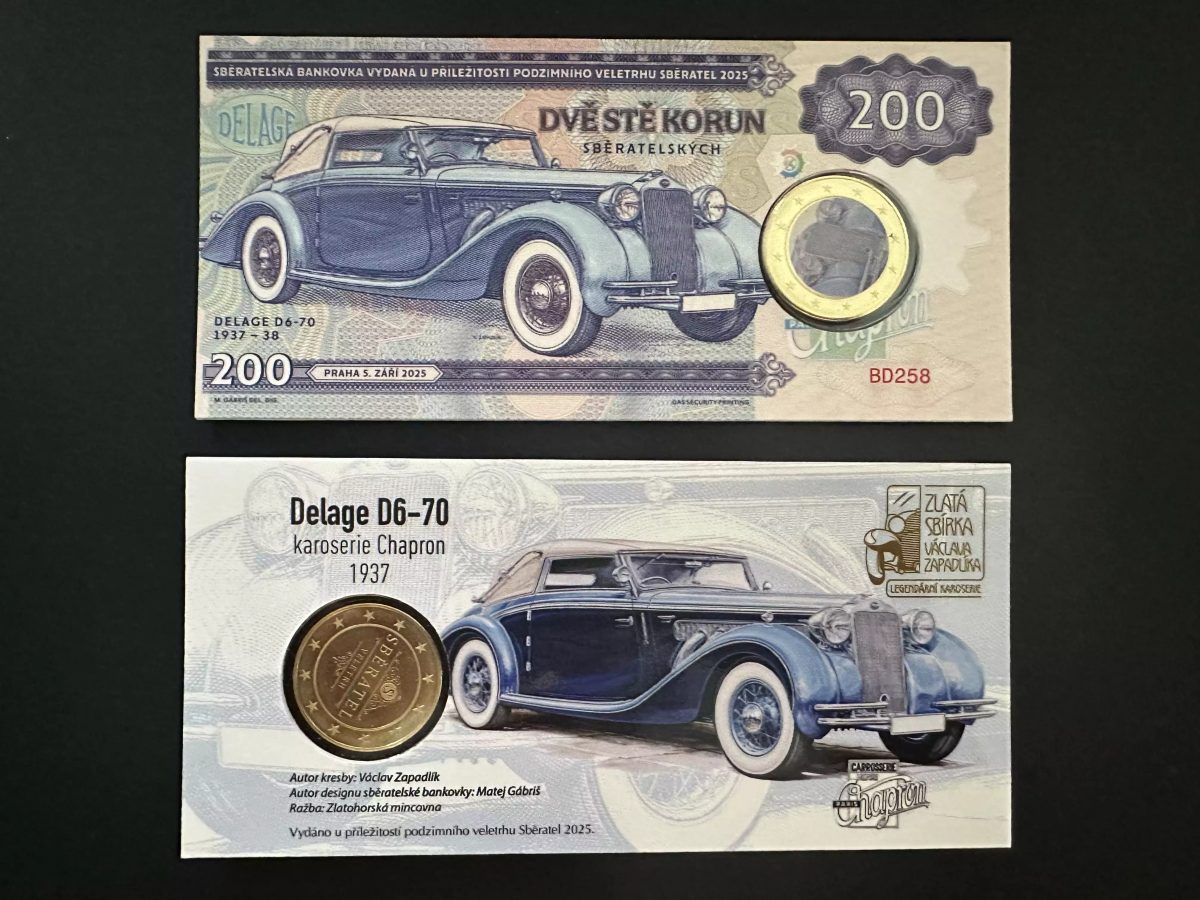 2025 Matej Gabris blister Coin medal 200 Korun Zapadlik Sberatel Delage D6-70