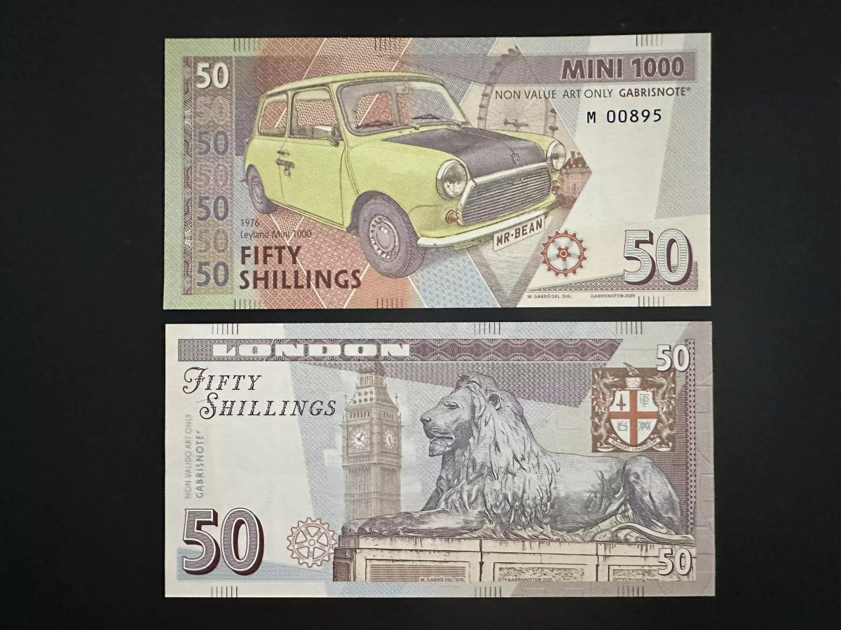 2025 Matej Gabris Gabrisnote 50 Shillings Mini Cooper London Big Ben Lion UNC