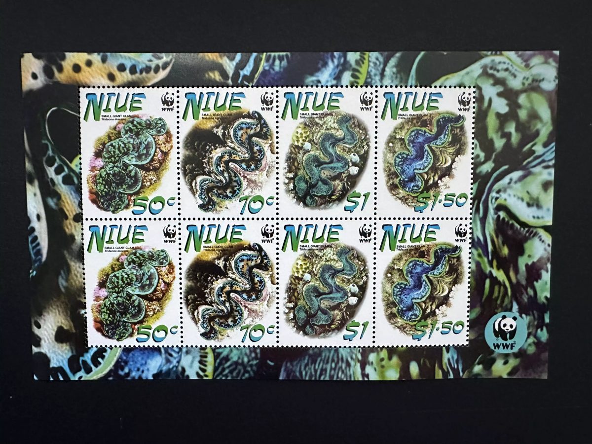 Niue 2002 Mi. 973 - 976 feuillet WWF Faune marine Small giant clam AVEC logo