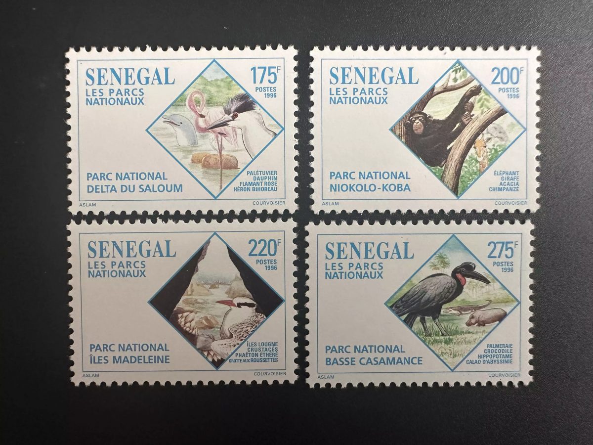 Senegal 1996 Mi. 1416 - 1419 Birds wildlife National Parks monkey crocodile