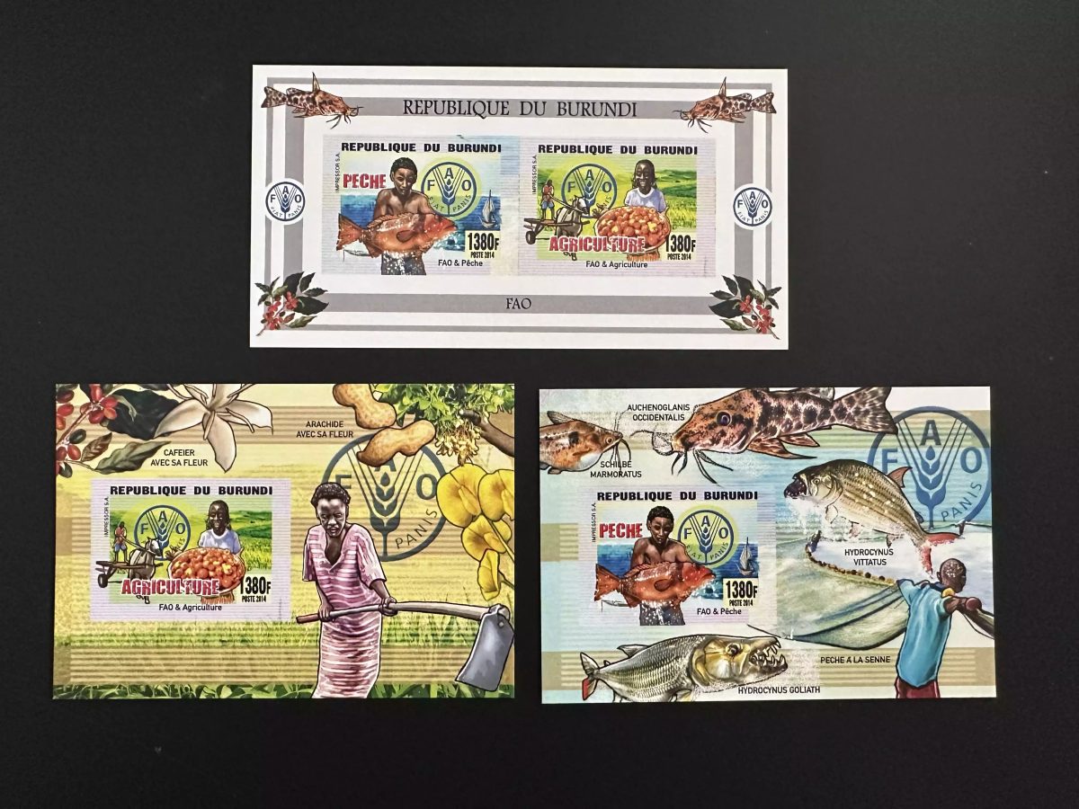 Burundi 2014 Mi. 3470 - 3471 Bl. 479 - 481 ND FAO UN Poisson faim Agriculture