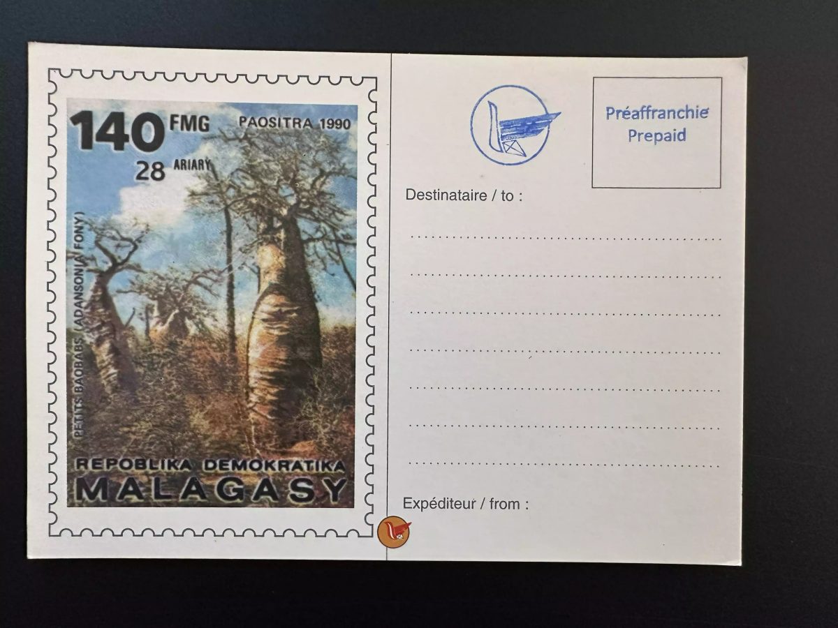 Madagaskar 1991 Mi. 1307 Lokalaufdruck Ganzsache Baobabs