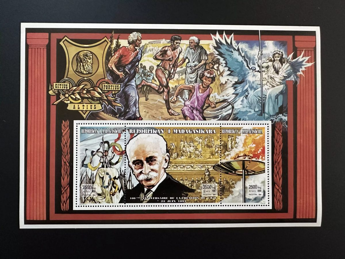 Madagascar 1994 Mi. Bl. A 263 Jeux olympiques Pierre de Coubertin CIO IOC