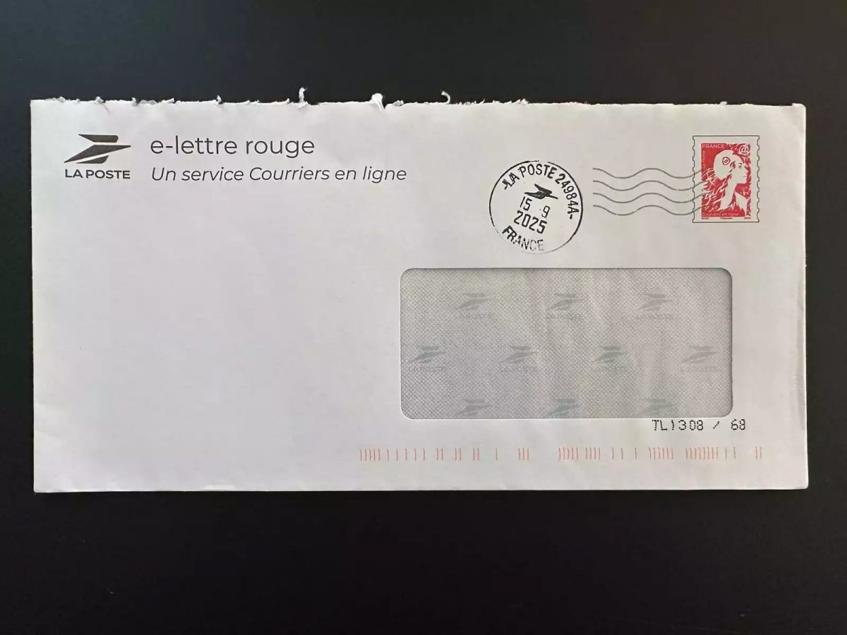 PAP Prêt-à-poster France E-Lettre Rouge Marianne de l'Avenir 23 x 11,5 cm