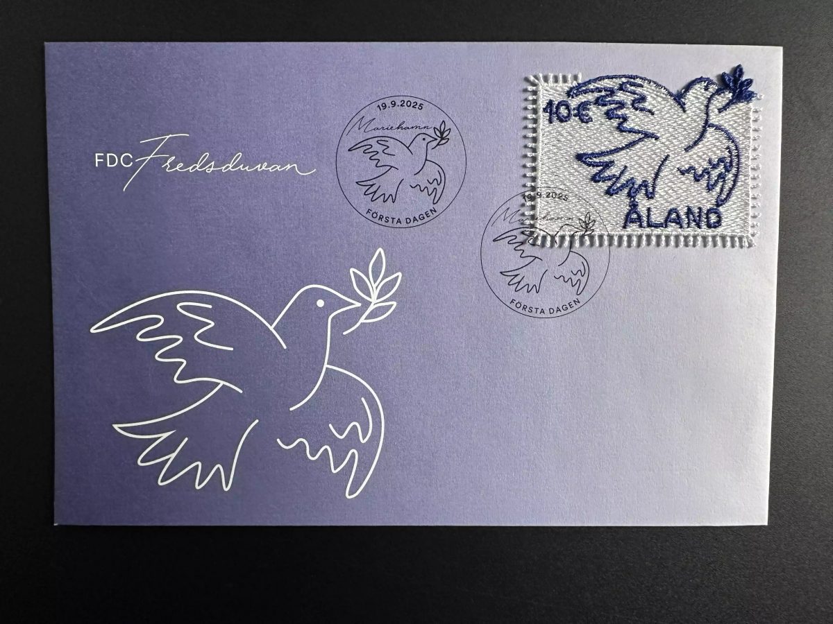 Aland 2025 Mi. ? FDC Dove Peace Paix Unusual Embroidery brodé émission commune