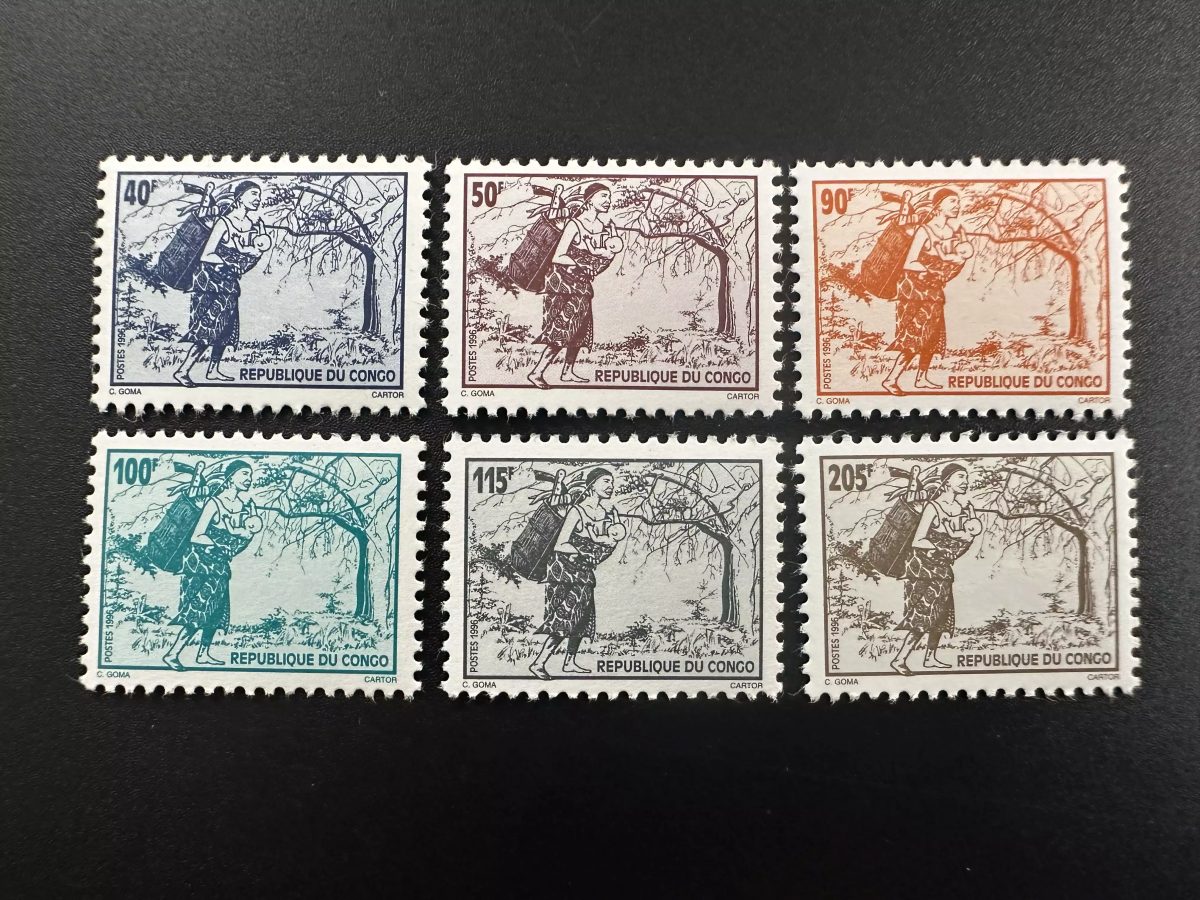 Congo 1996 YT 1012-1017 série courante definitives Femme hotte arbre