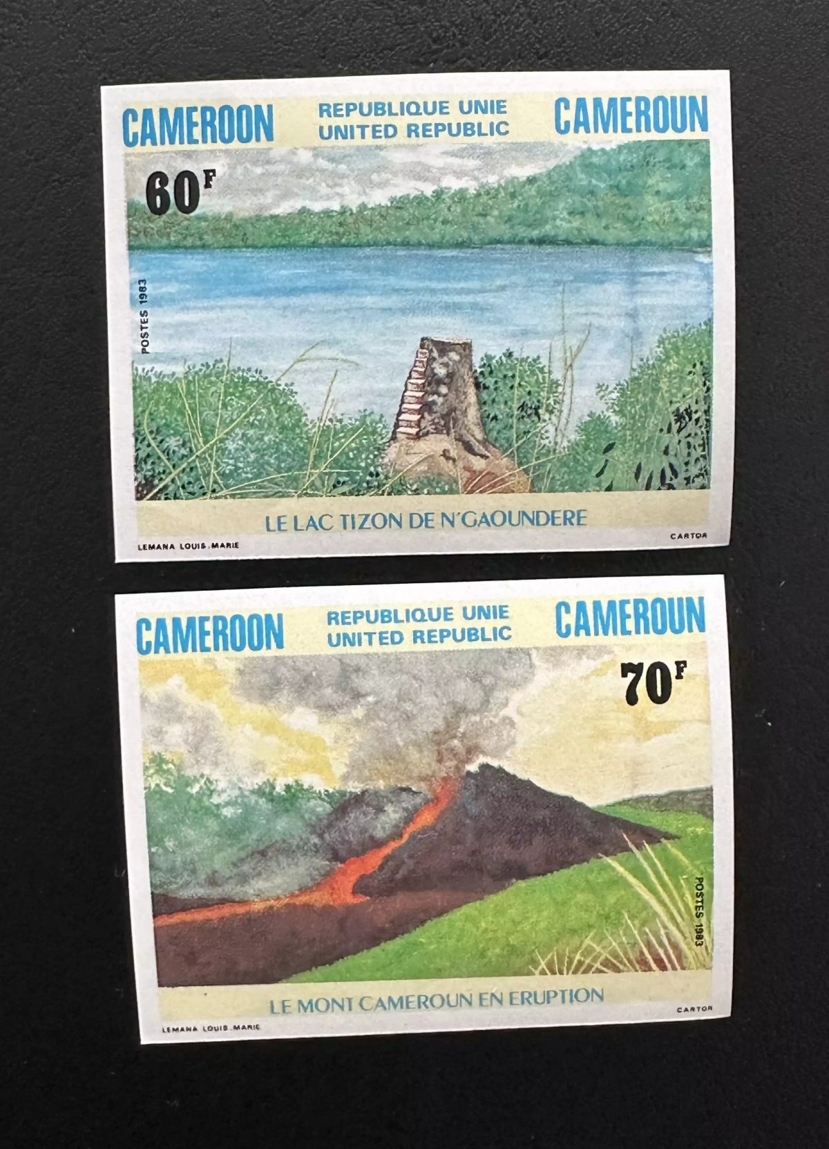 Cameroon 1983 Mi. 1024-1025 IMPERF Lac Tizon Mont Eruption Volcano Nature