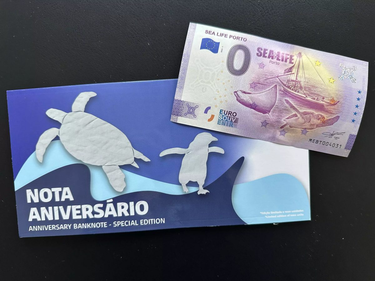 Billet touristique Souvenir 2022 Sea Life Porto Anniversary Encart Folder