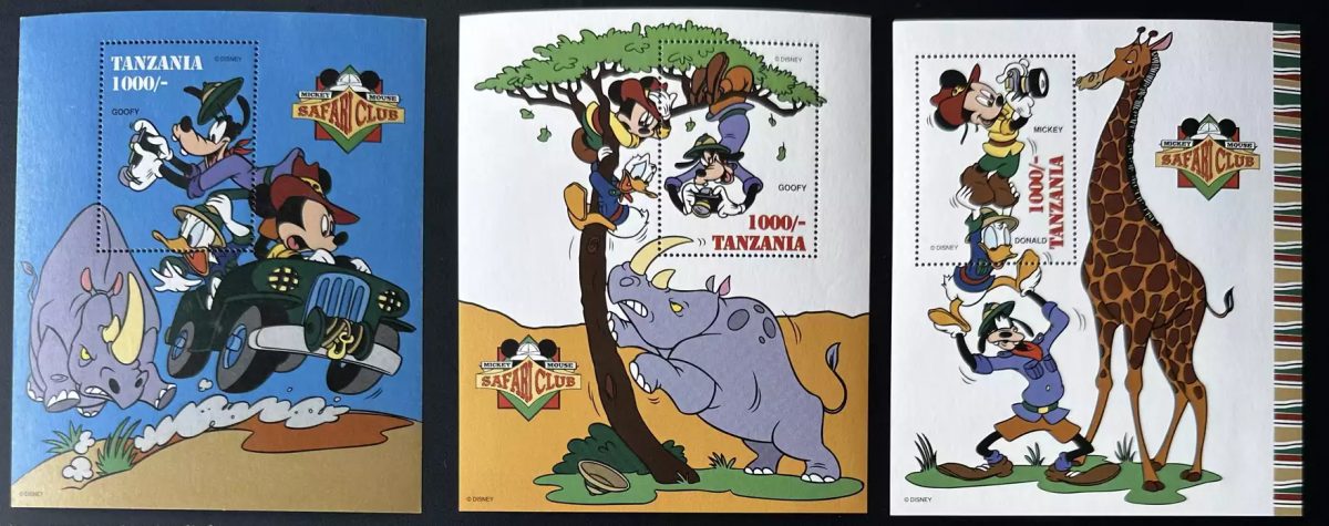 Tansania 1994 Bl. 266-268 Disney Mickey Safari Club Tiere