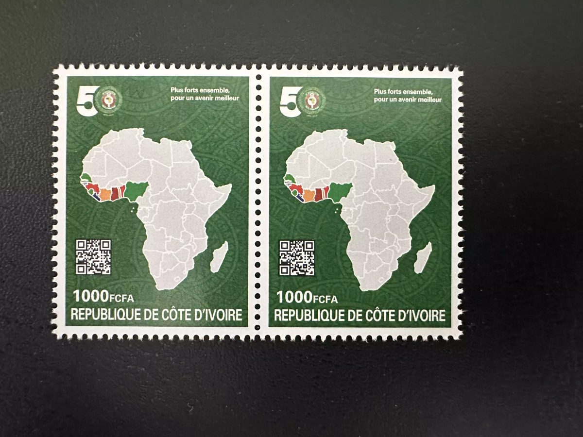 Côte d'Ivoire 2026 paire CEDEAO 50 ans carte Afrique drapeaux anniversaire