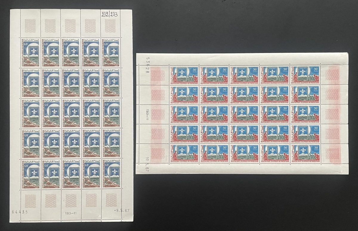 Mauritanie 1967 YT 232-233 planche Jamboree scoutisme Idaho USA
