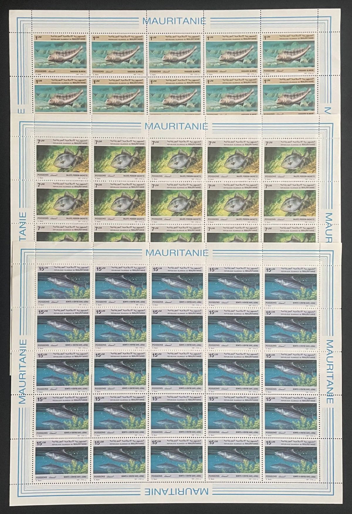 Mauritania 1988 YT 602-604 sheet fish scorpionfish triggerfish bonito