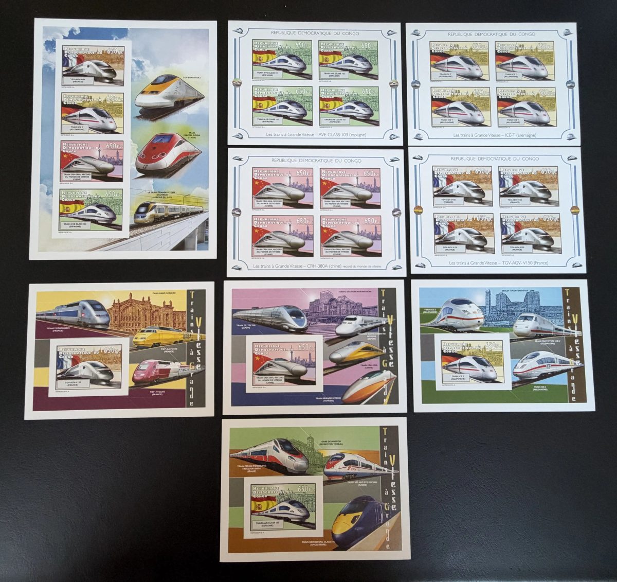 Kongo 2012 Mi. 2092-2095 Bl. 434-437 ND IMPERF TGV Hochgeschwindigkeitszüge