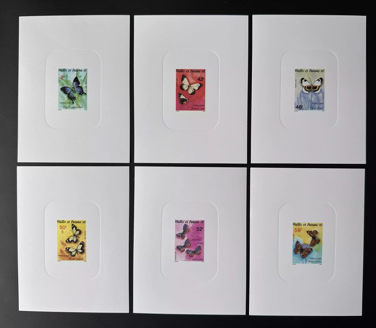 Wallis et Futuna 1987 YT 353-358 Épreuve de luxe Papillons Faune Insectes