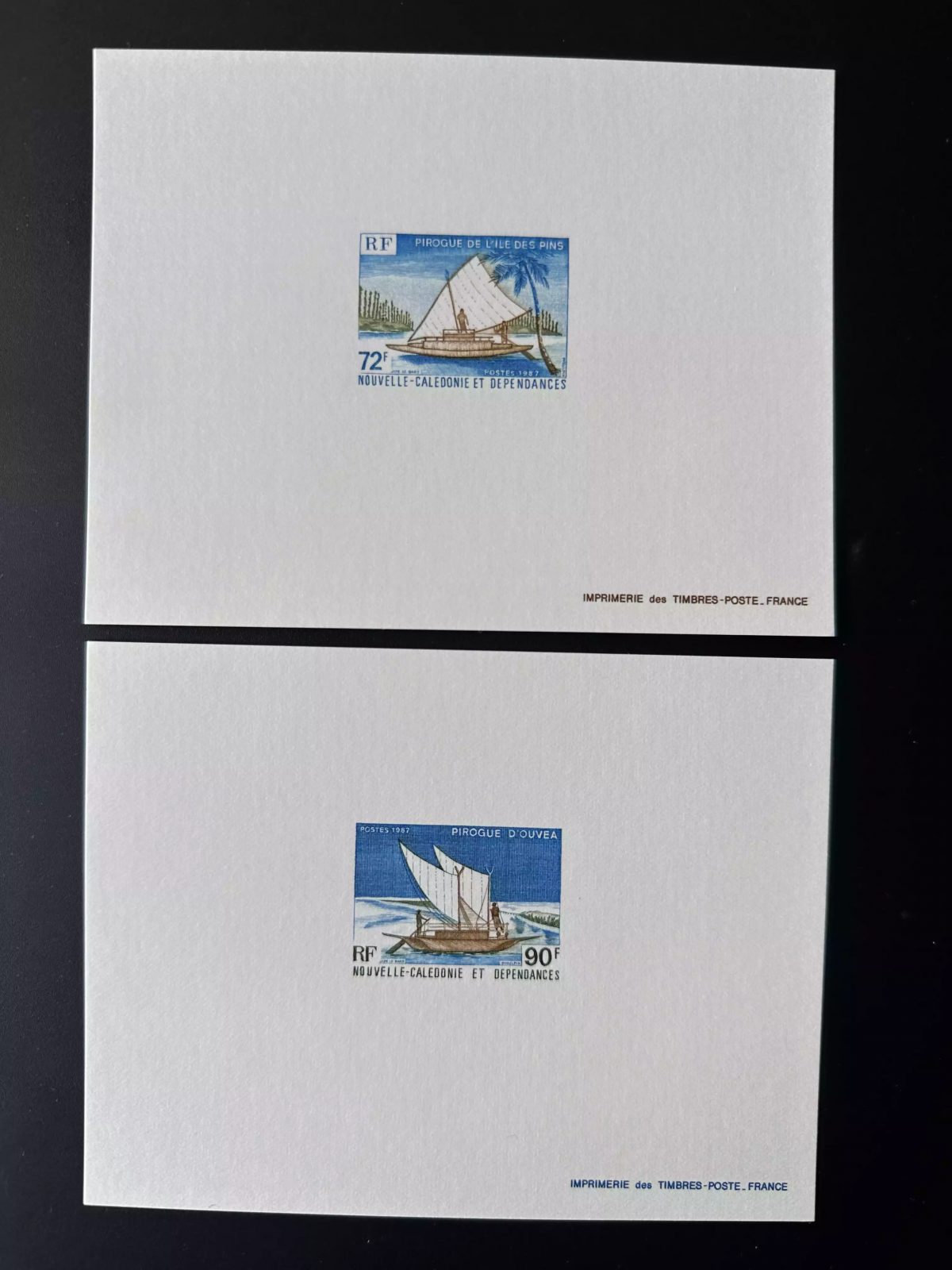 New Caledonia 1987 YT 535-536 luxury event Pirogue Île des Pins Sailboat