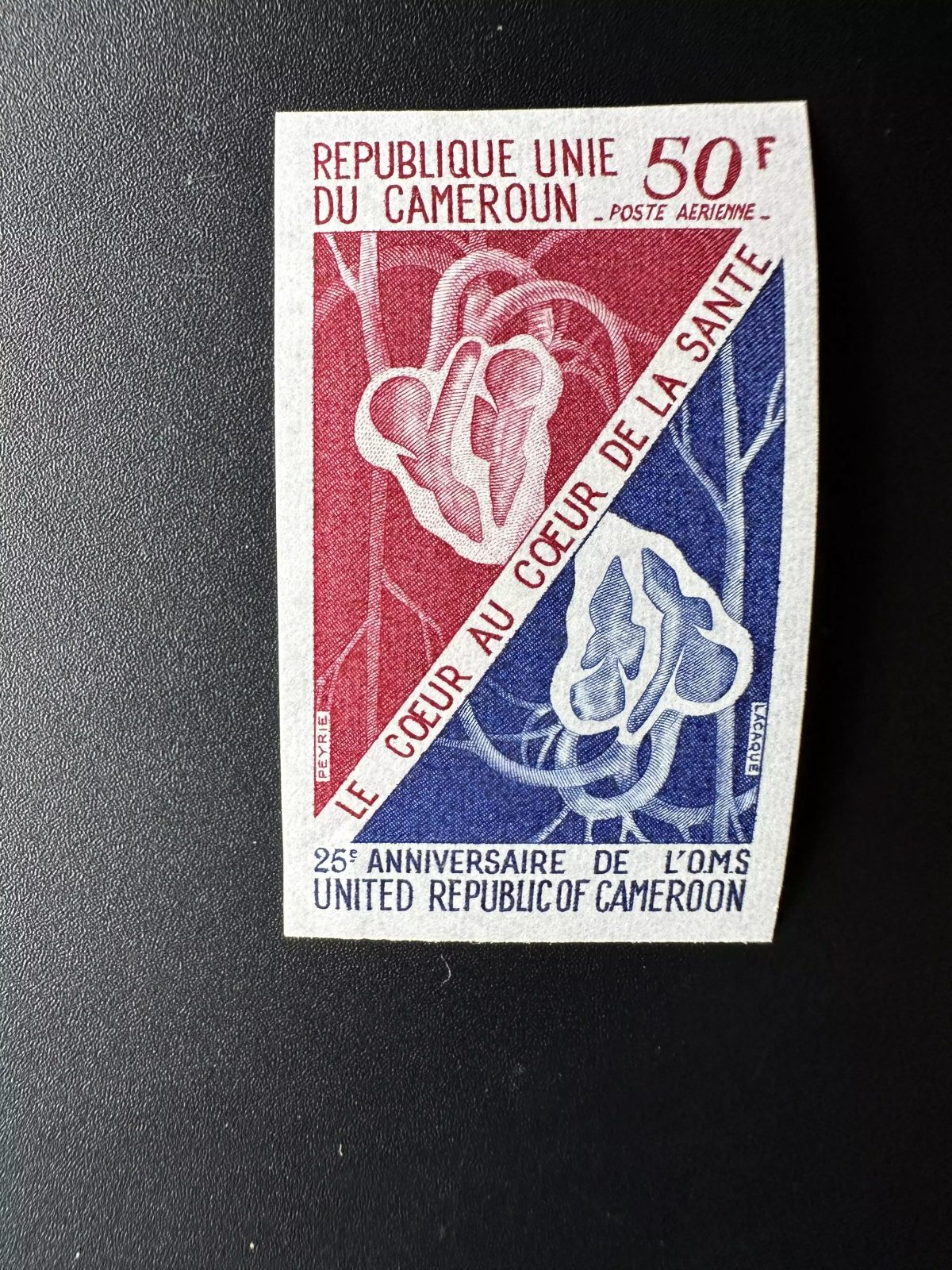 Cameroun 1973 Mi. 728 ND Poste Aérienne 25 anniversaire OMS Médecine Santé Cœur