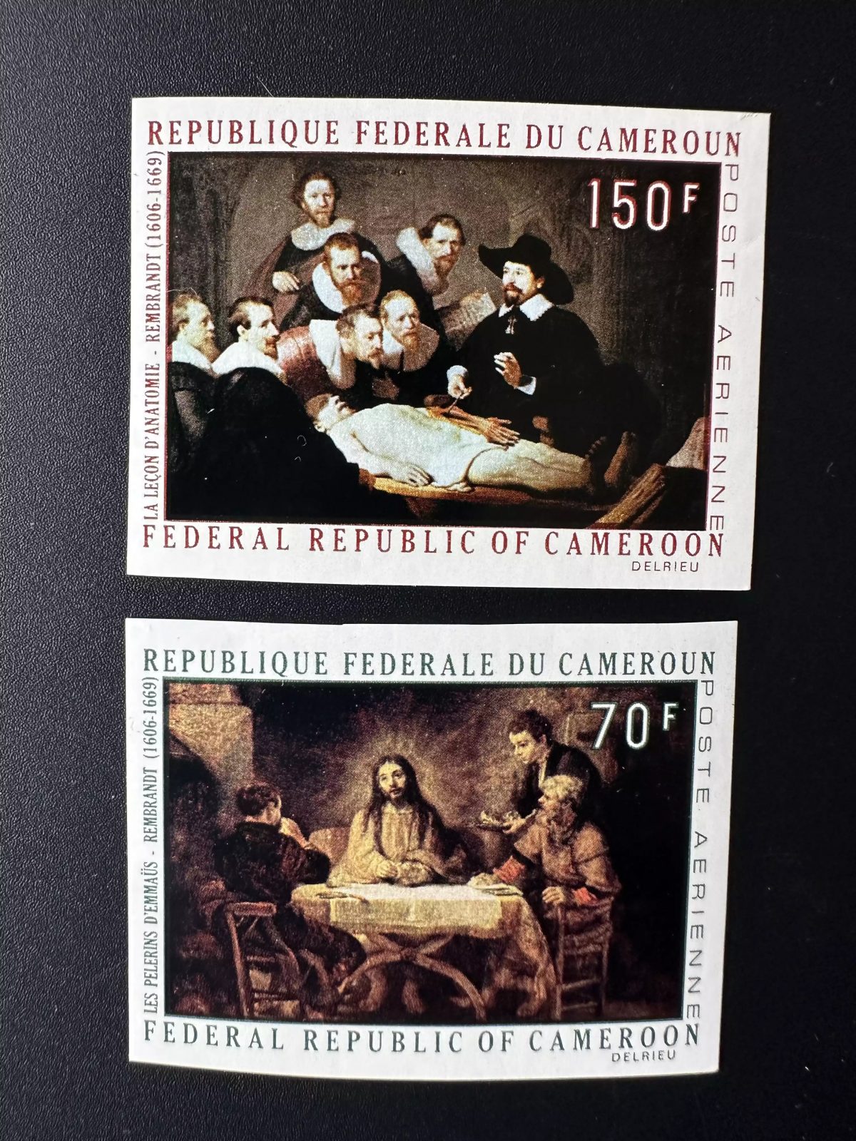 Cameroon 1970 Mi. 631-632 IMPERF Rembrandt Medicine Anatomy Art, Painting,