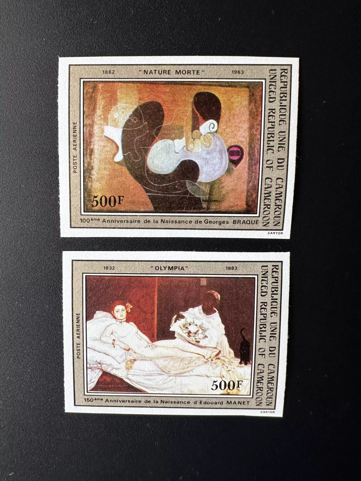 Cameroun 1982 Mi. 995 - 996 ND Art Peinture Braque Manet Nature Morte