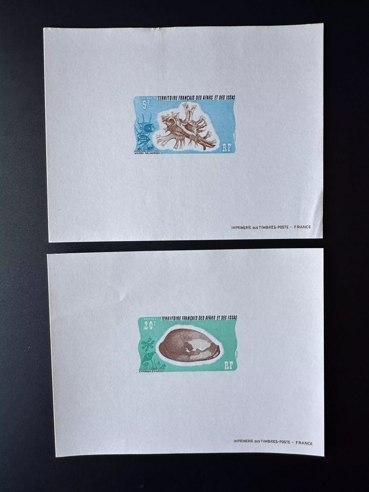 Afars Issas 1976 Mi. 159-160 Luxusprobe Muschel fossile Meeresfauna