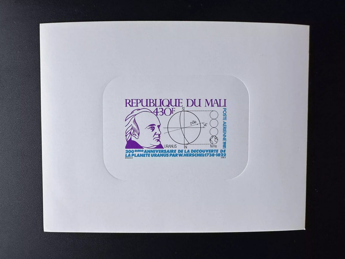 Mali 1981 Mi. 854 épreuve de luxe Astronomie Uranus Découverte Herschel Espace