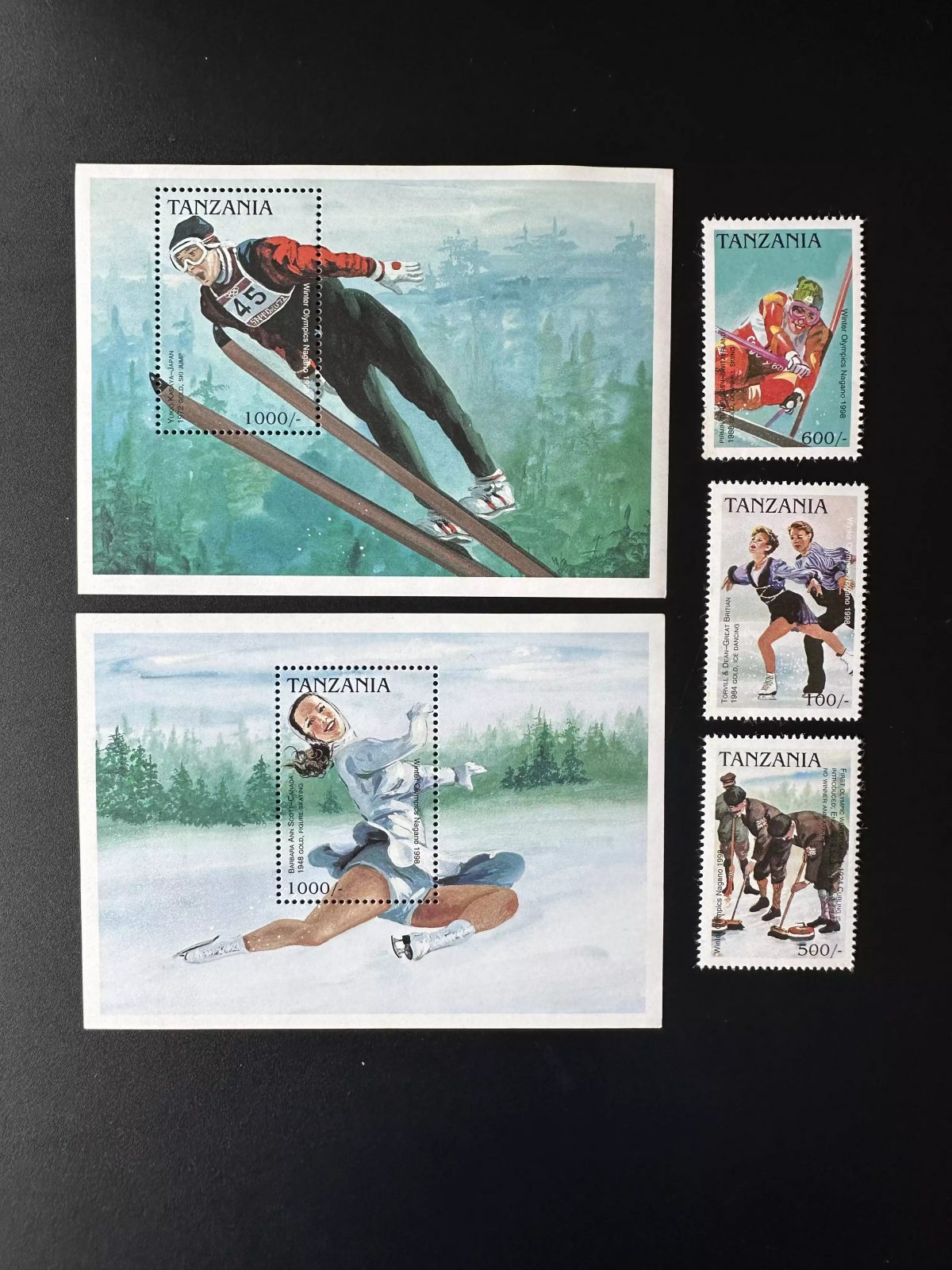 Tanzanie 1997 Mi. Bl. 368-369 2691/2693-2694 Nagano Jeux Olympiques Ski