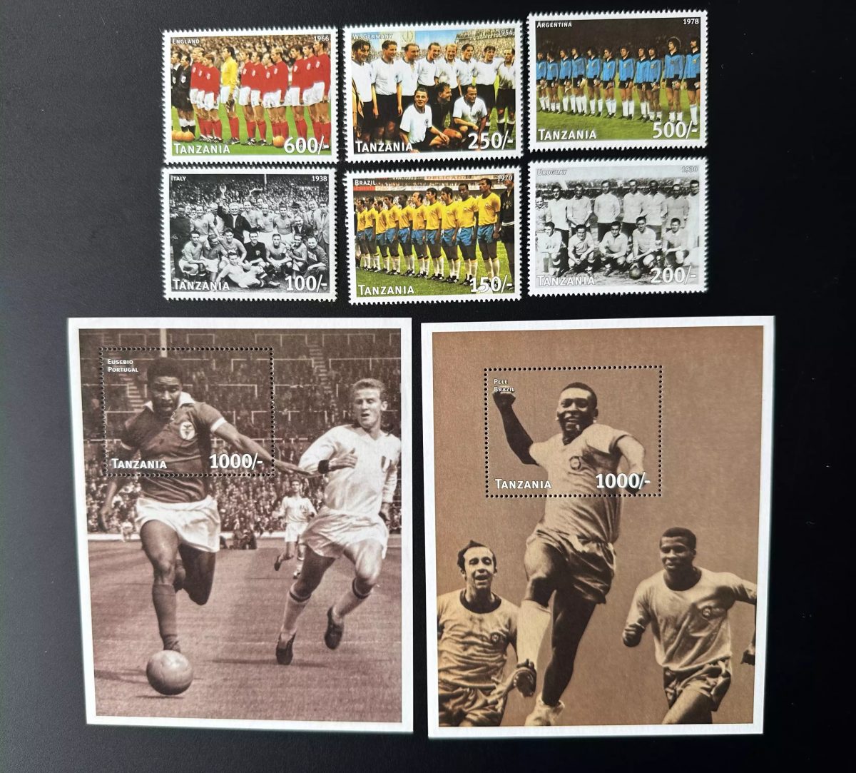 Tanzanie 1997 Mi. 2706-2711 Bl. 371-372 Football Coupe Monde légendes Eusébio