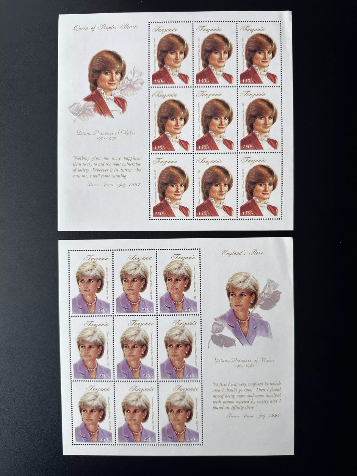 Tanzanie 1998 Mi. Bl. 2482-2843Famille Royale Lady Diana Di Spencer