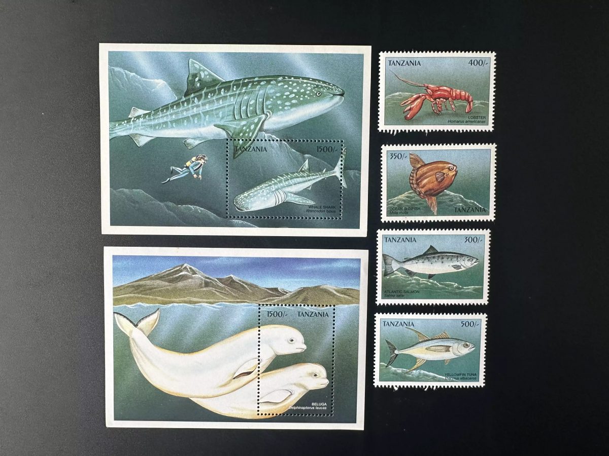 Tanzanie 1999 Mi. 3679-3682 Bl. 491-492 Faune marine Poissons Requin baleine