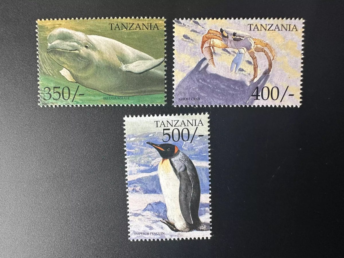 Tanzania 1999 Mi. 3861-3863 Marine fauna whale beluga ghost crab penguin