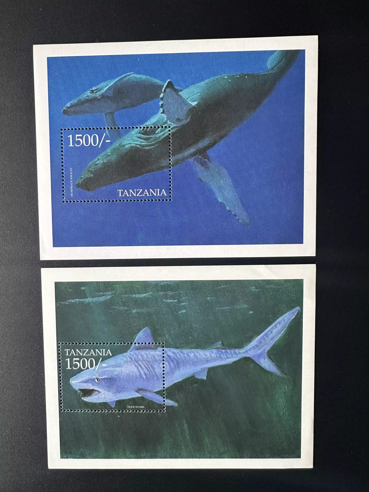 Tanzanie 1999 Mi. Bl. 503 - 504 Faune marine Baleines Requin Poissons Vie