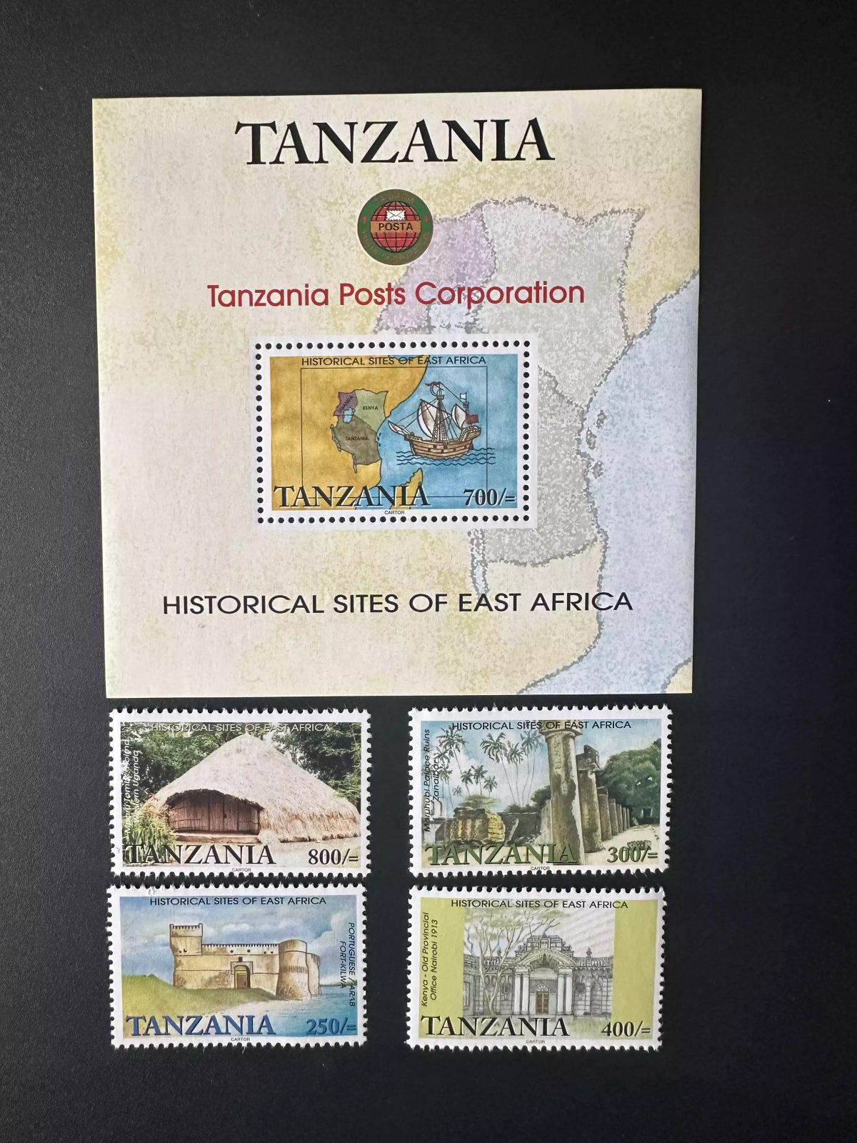 Tanzanie 2001 Mi. 4041 - 4044 Bl. 534 Sites historiques Afrique Est Bateau