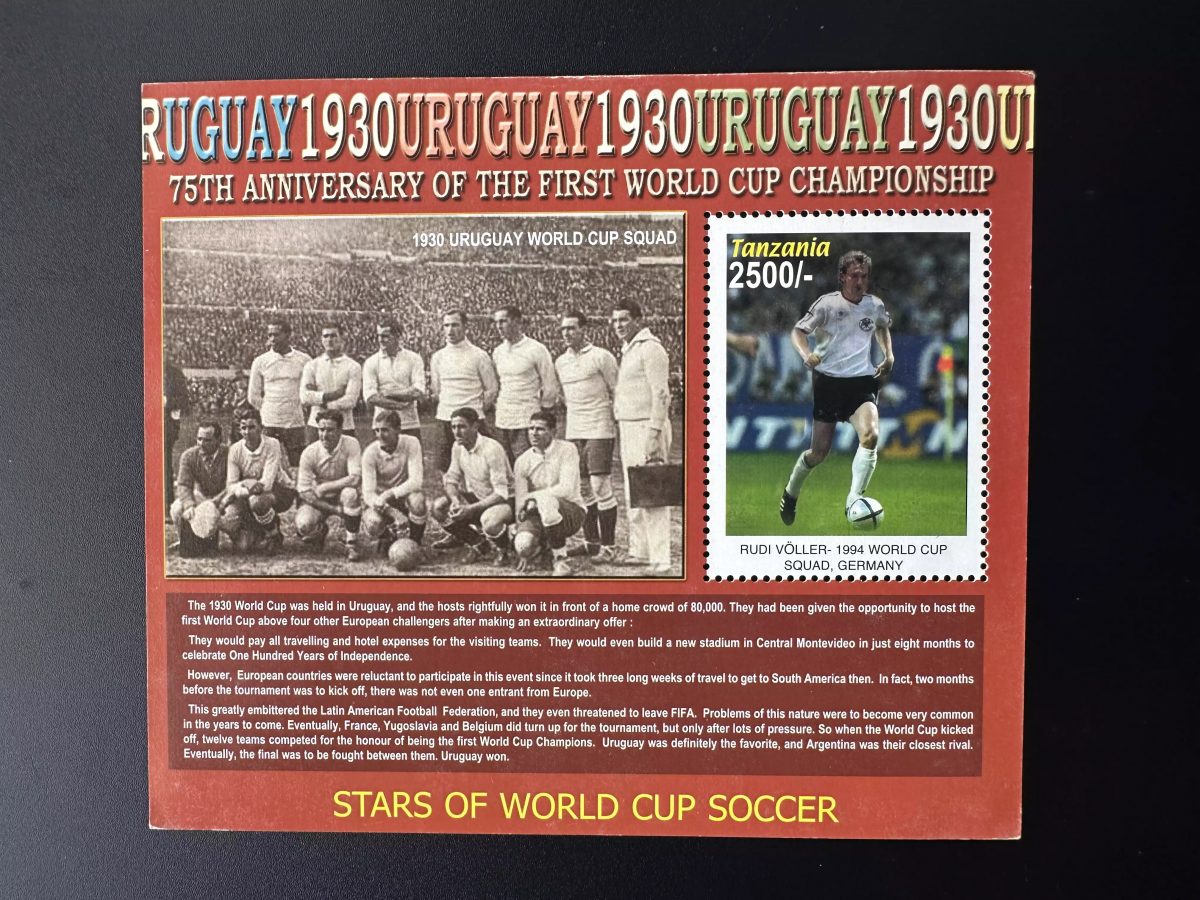 Tansania 2005 Mi. Bl. 583 Fußball-WM Uruguay 1930 Jahrestag