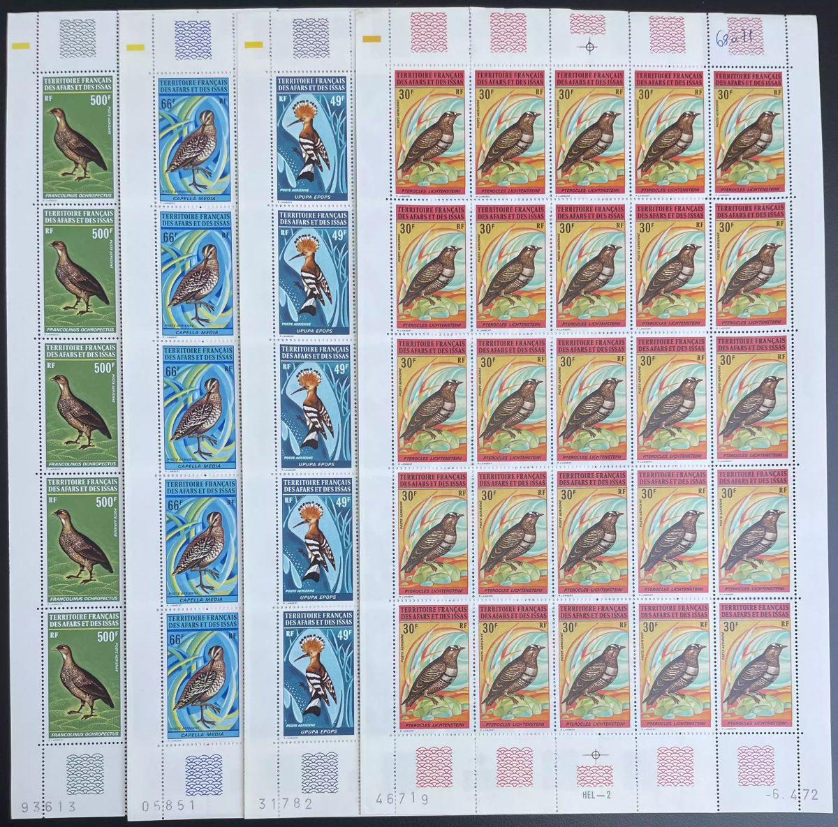 Afars und Issas 1972 YT PA 68-71 Bogen Vögel Fauna
