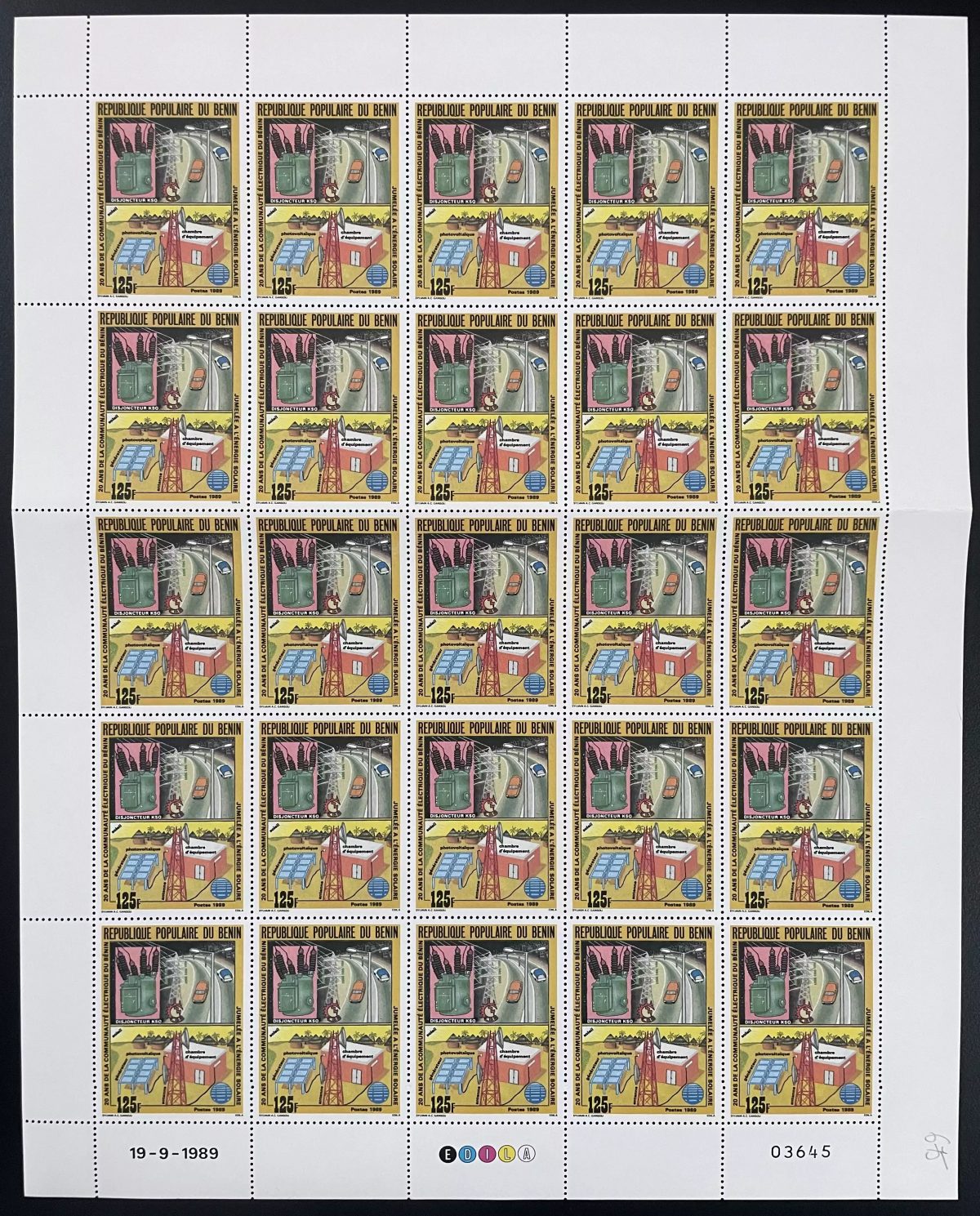 Benin 1989 YT 675 sheet electrical community solar energy