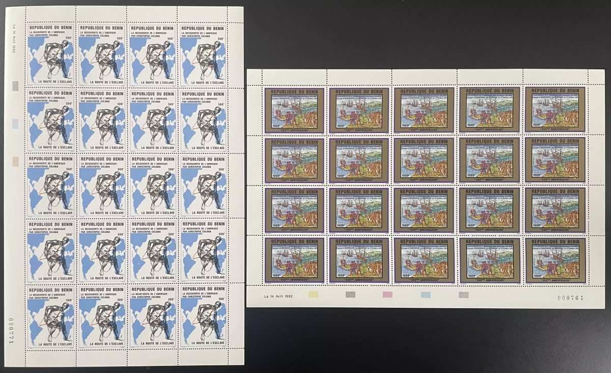 Benin 1992 YT 699-700 Bogen Entdeckung Amerika Kolumbus Karavellen Schiffe